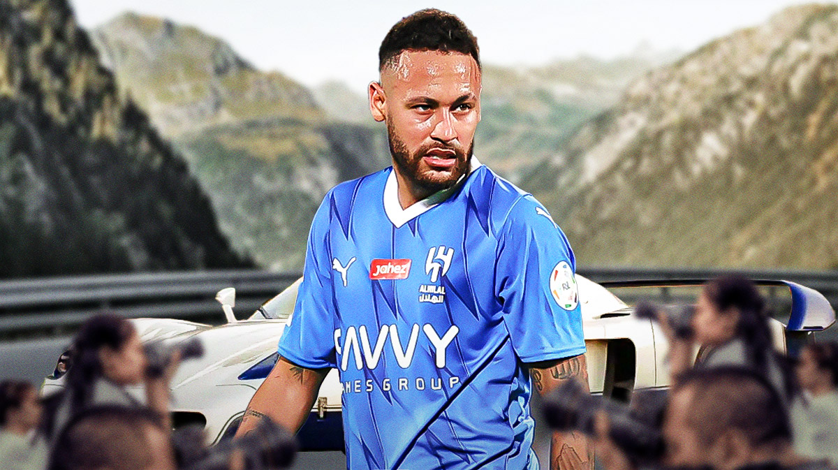 Neymar in front of a car from his collection.