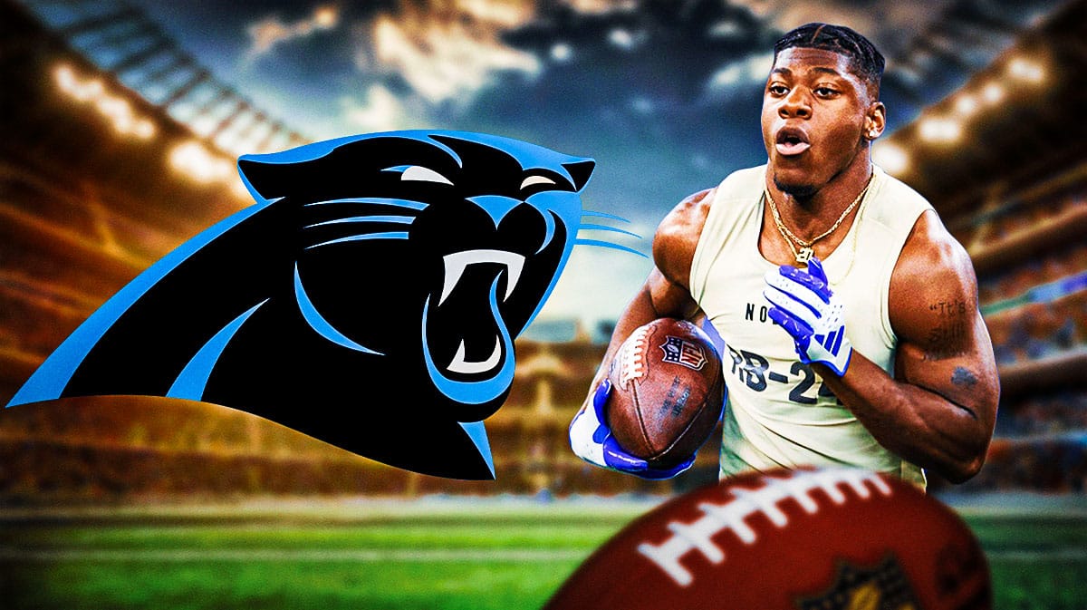 Jaden Shirden next to a Carolina Panthers logo
