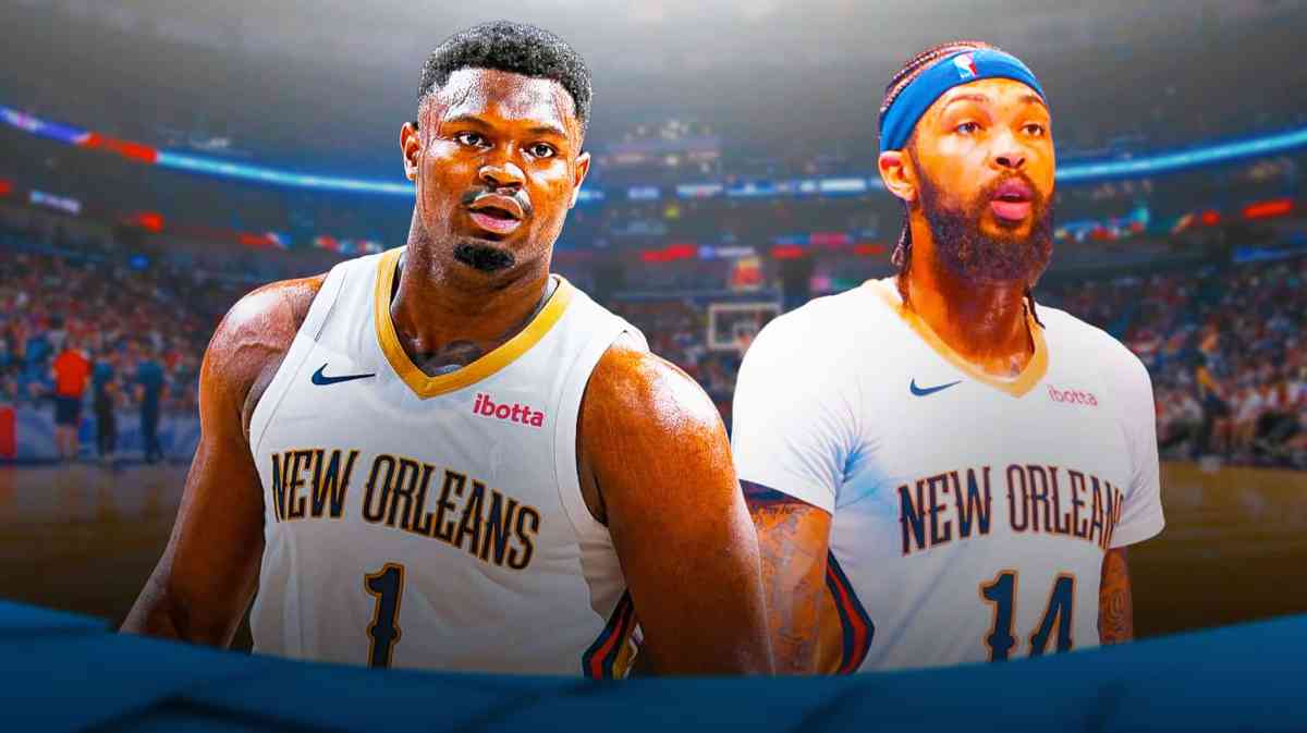 Zion Williamson and Brandon Ingram with the Pelicans arena in the background, NBA free agency offseason Naji Marshall