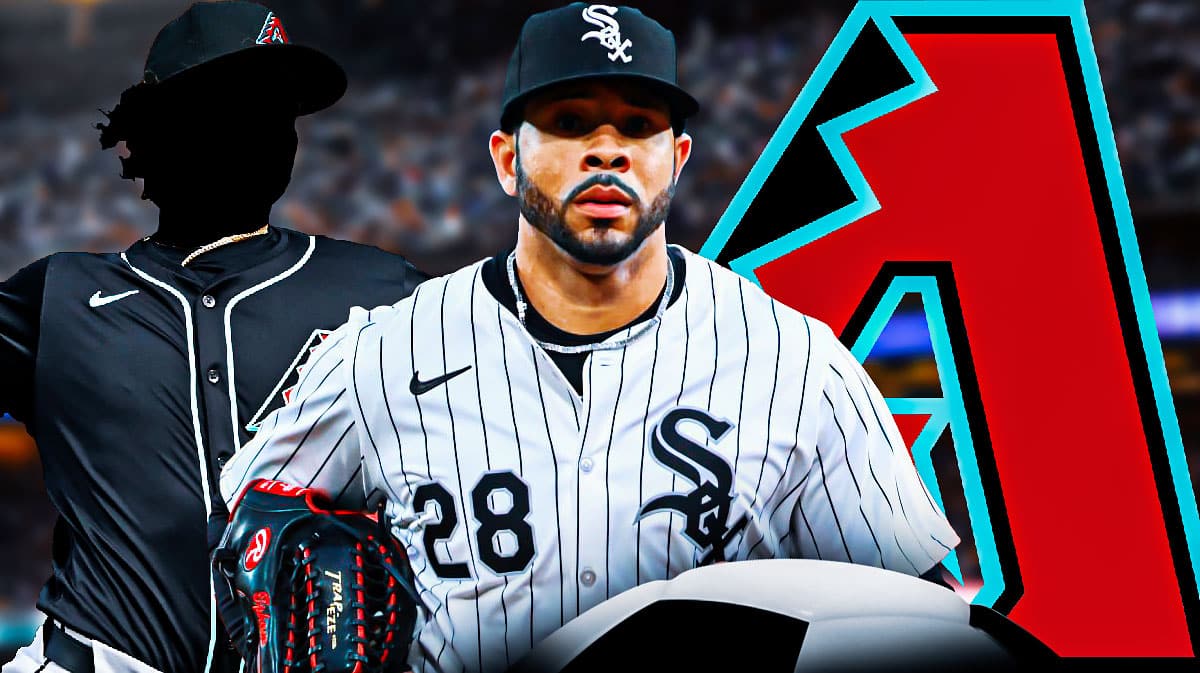 Tommy Pham in middle of image looking stern, 1 silhouetted Arizona Diamondbacks player on each side, AZ Diamondbacks logo