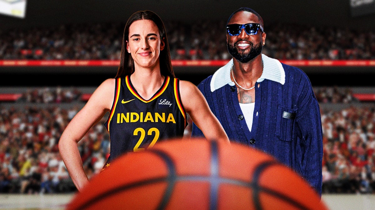 Indiana Fever Caitlin Clark and former NBA player Dwayne Wade
