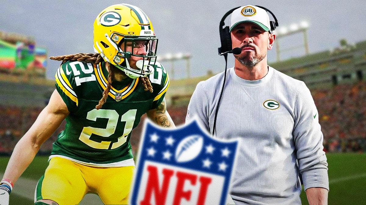 Green Bay Packers coach LaFleur and player.