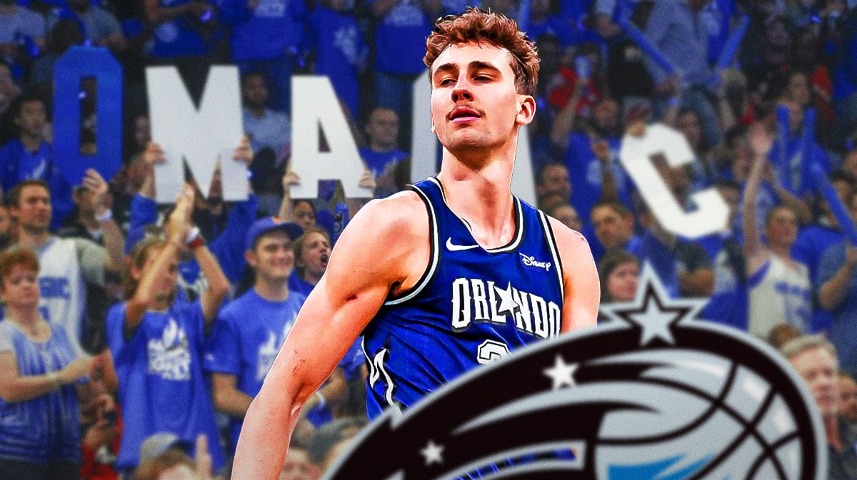 Magic forward Franz Wagner looking upset with fans in the background.