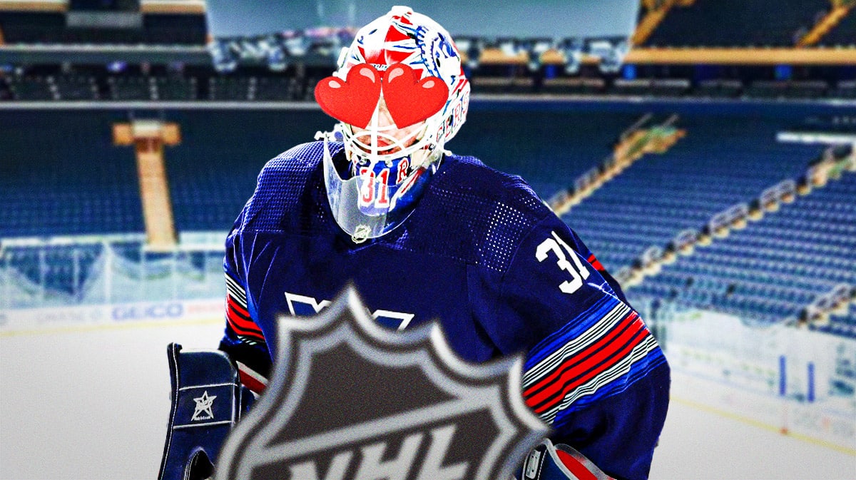 Igor Shesterkin with heart eyes. MSG in the background