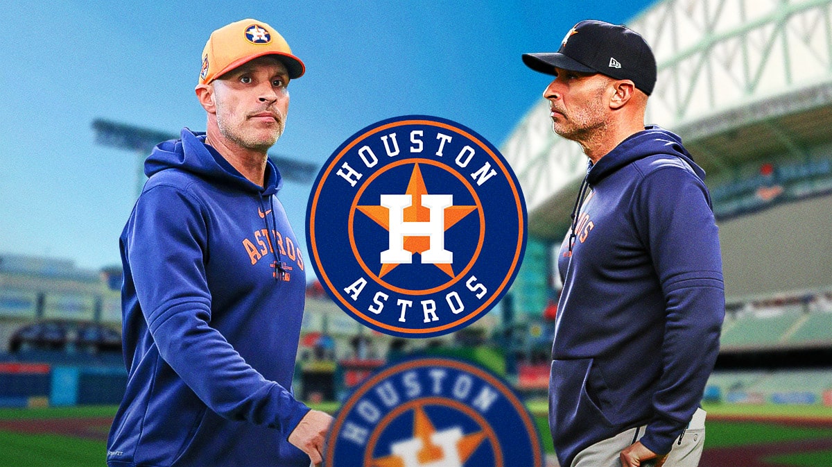 Joe Espada next to an Astros logo