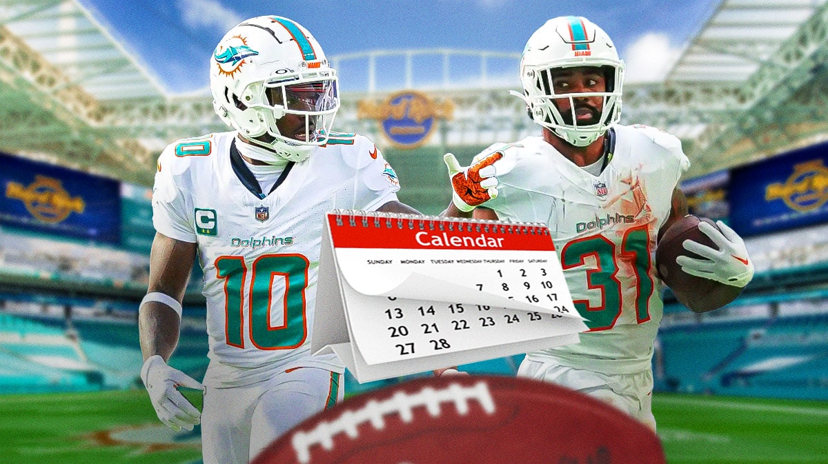 Miami Dolphins players Tyreek Hill and Raheem Mostert