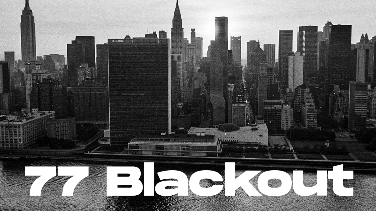 Black and white New York City skyline, 77 Blackout