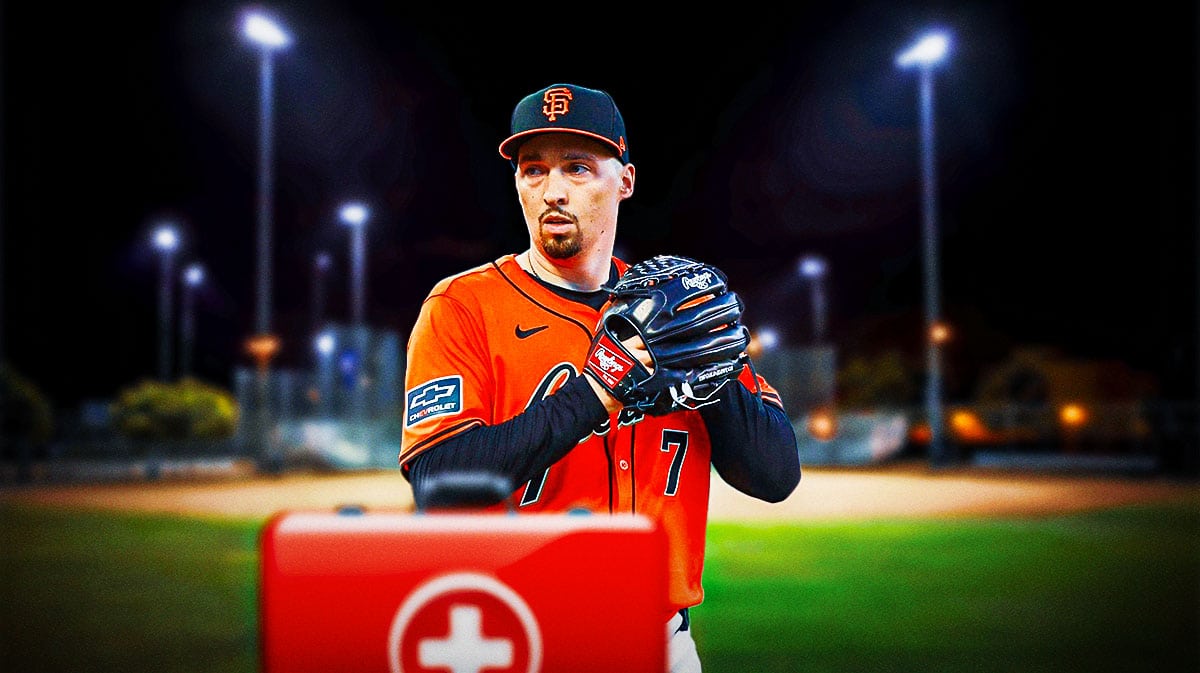 Blake Snell (Giants) with medical cross symbol