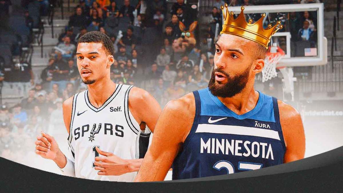 Spurs' Victor Wembanyama, Timberwolves' Rudy Gobert wth crown on his head