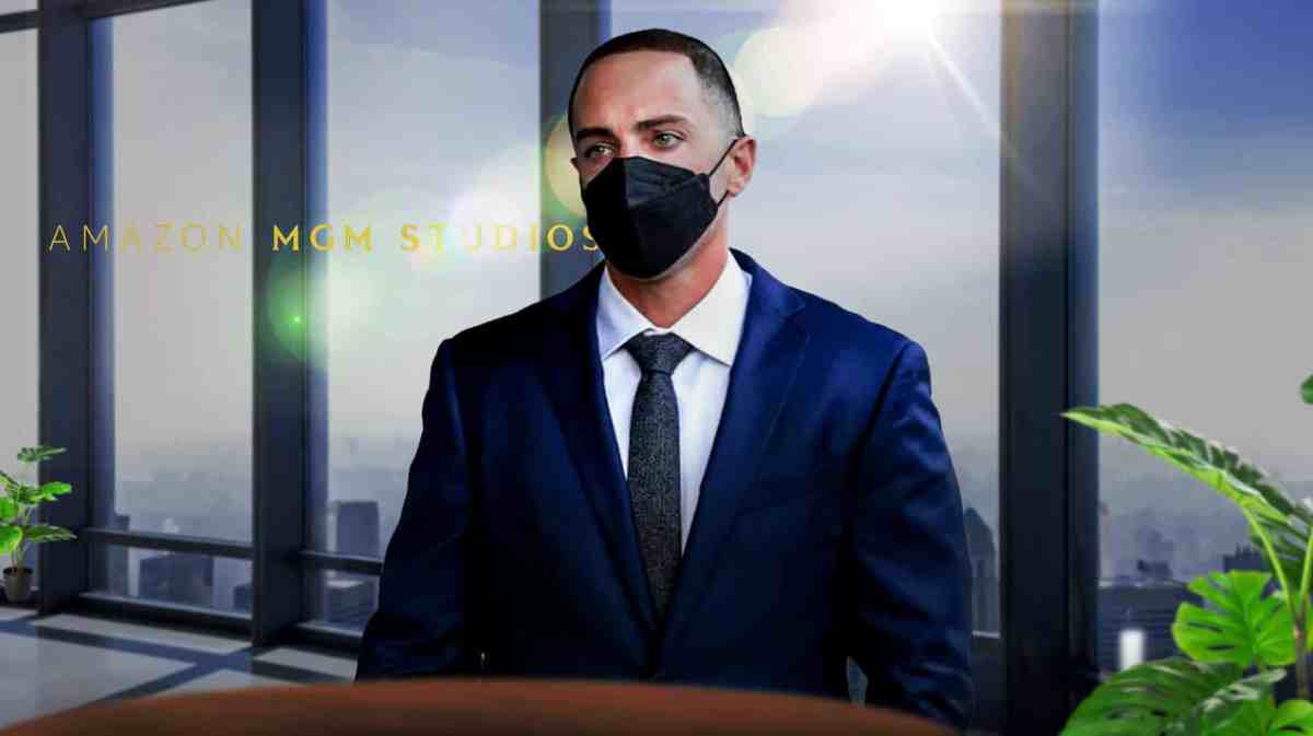 Zach Horwitz in a mask, Amazon MGM Studios logo