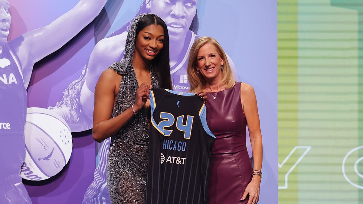 Chicago Sky player Angel Reese and WNBA commissioner Cathy Engelbert
