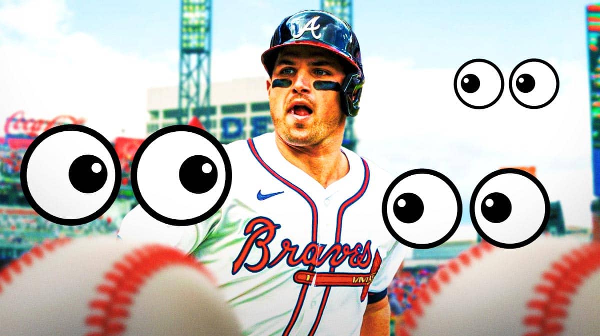 Austin Riley with eyeball emojis around him