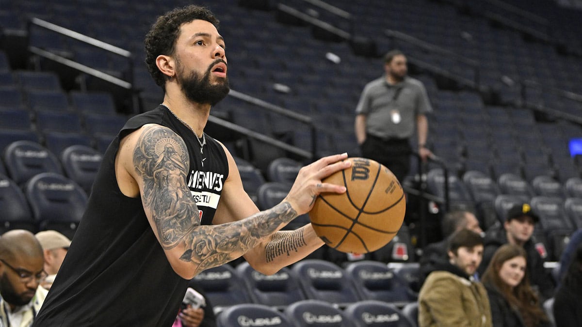 Minnesota Timberwolves guard Austin Rivers (25) participates in shoot around before a game against the Atlanta Hawks at Target Center.