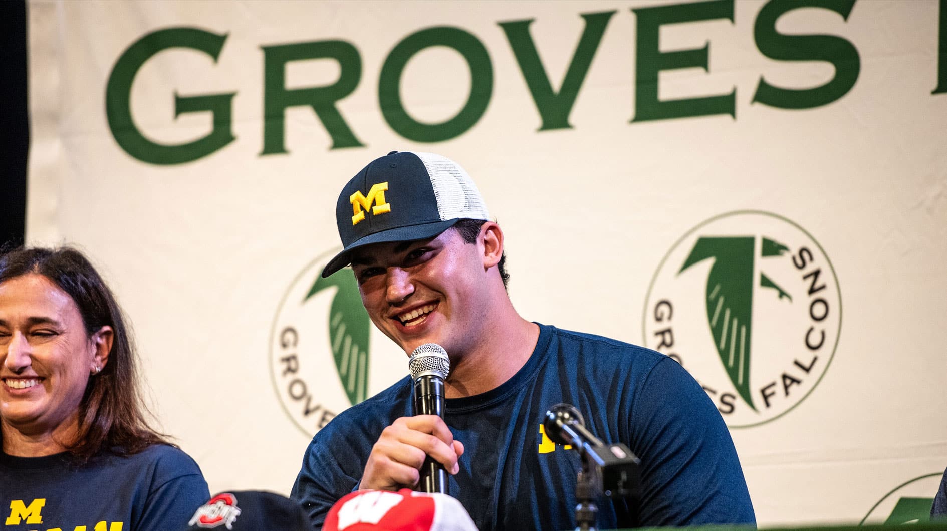 Birmingham Groves junior Avery Gach announced his verbal commitment to play for Michigan football during a special ceremony