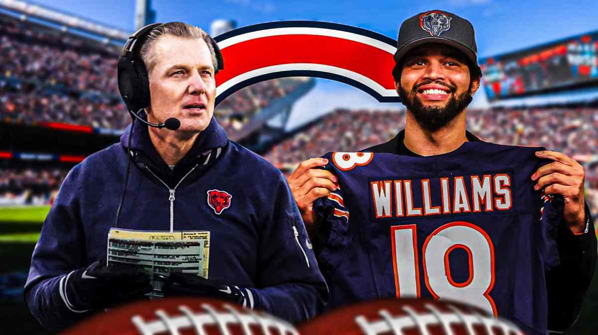Bears Matt Eberflus and Caleb Williams at Soldier Field