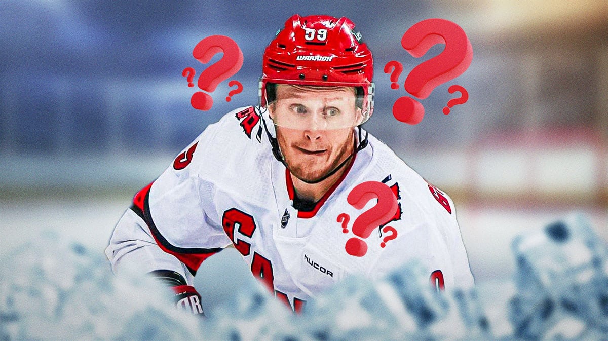 Jake Guentzel with question marks around him