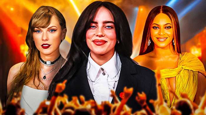 Billie Eilish in between Taylor Swift and Beyoncé.