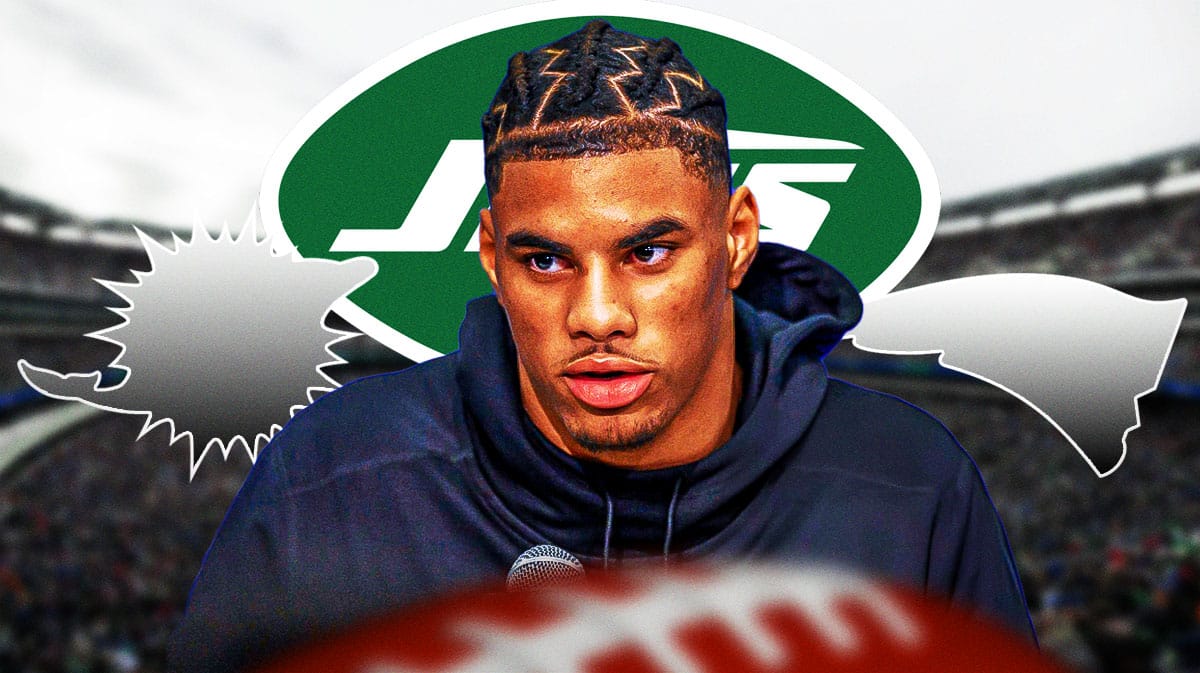 Keon Coleman with AFC East logos