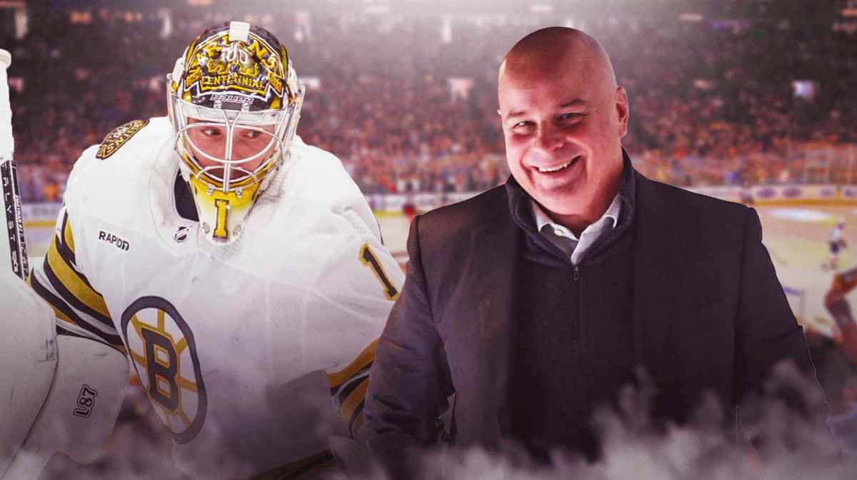 Bruins star Jeremy Swayman getting praise from Jim Montgomery before Game 6 with the Panthers.