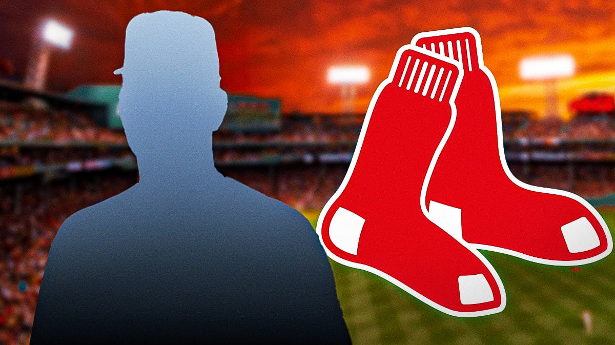 Dom Smith next to Boston Red Sox logo