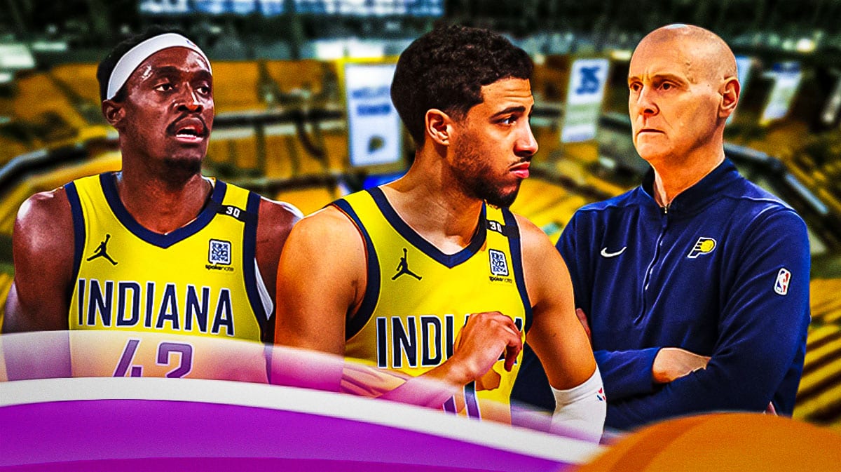 Pascal Siakam, Tyrese Haliburton and Rick Carlisle.