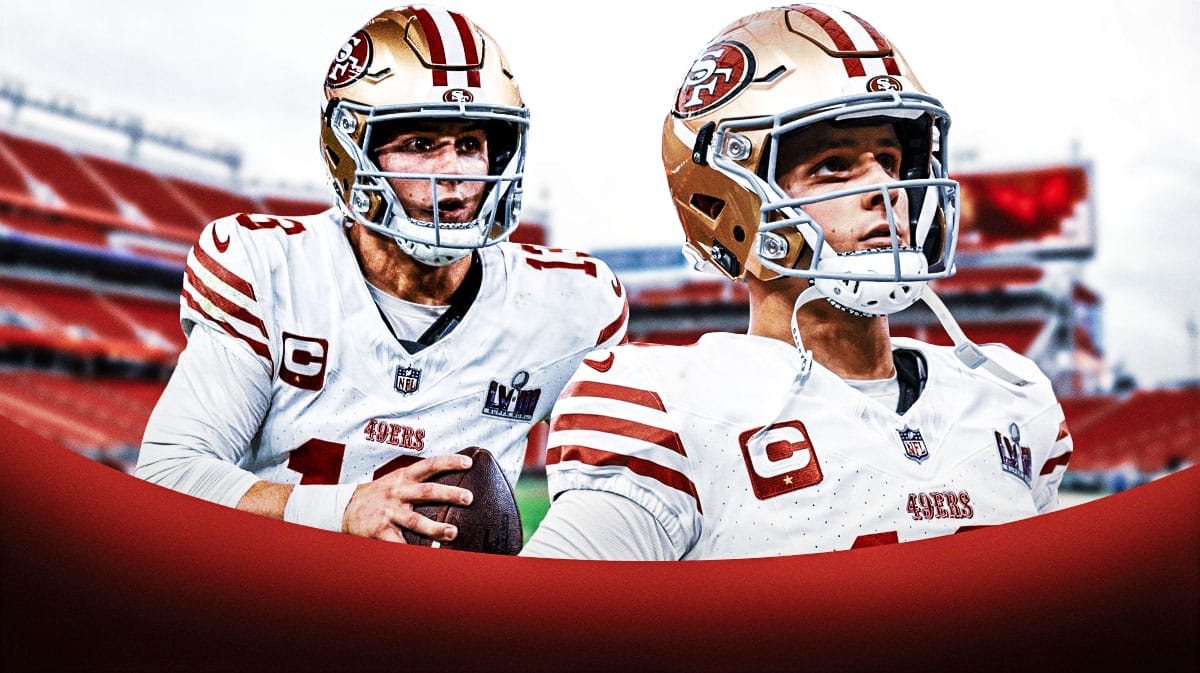 Brock Purdy with Levi's Stadium in background