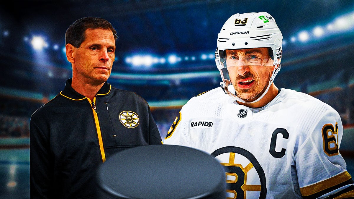 Don Sweeney and Brad Marchand with a bunch of the big eyes emojis in the background