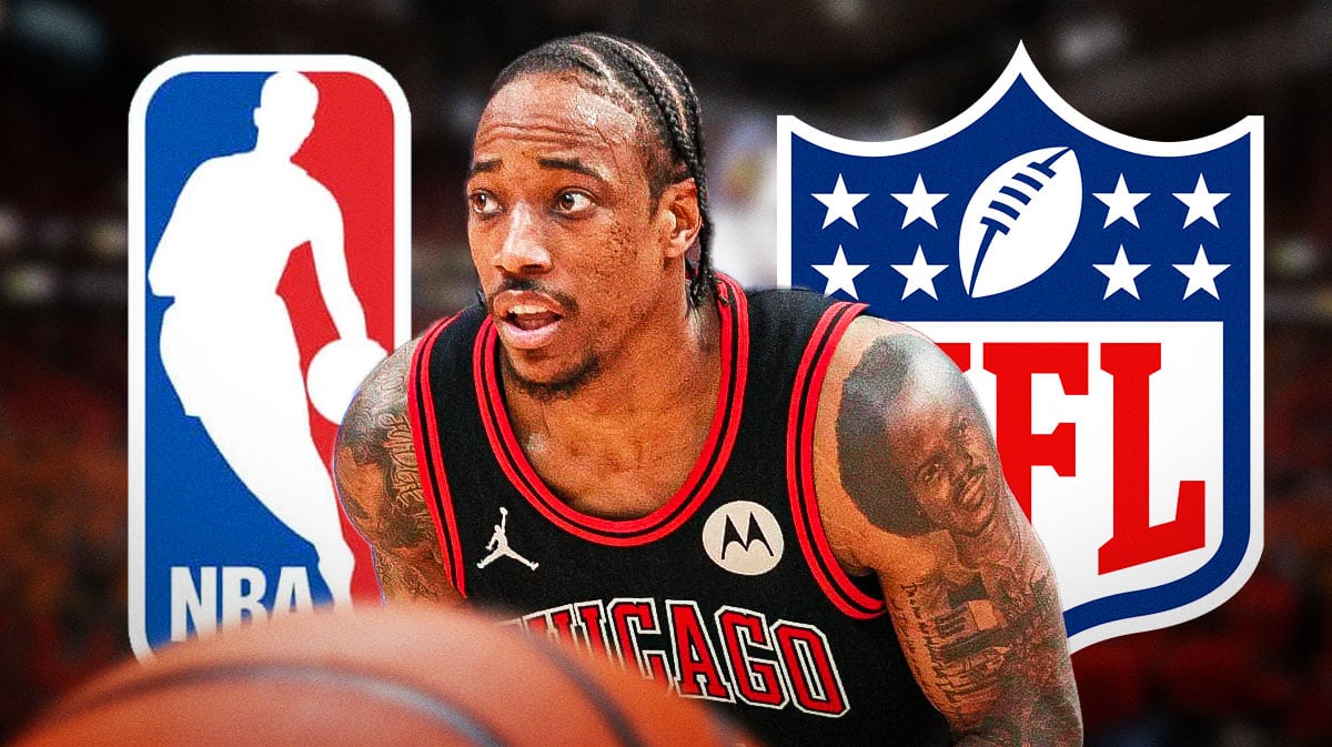 DeMar DeRozan. NBA, NFL logos