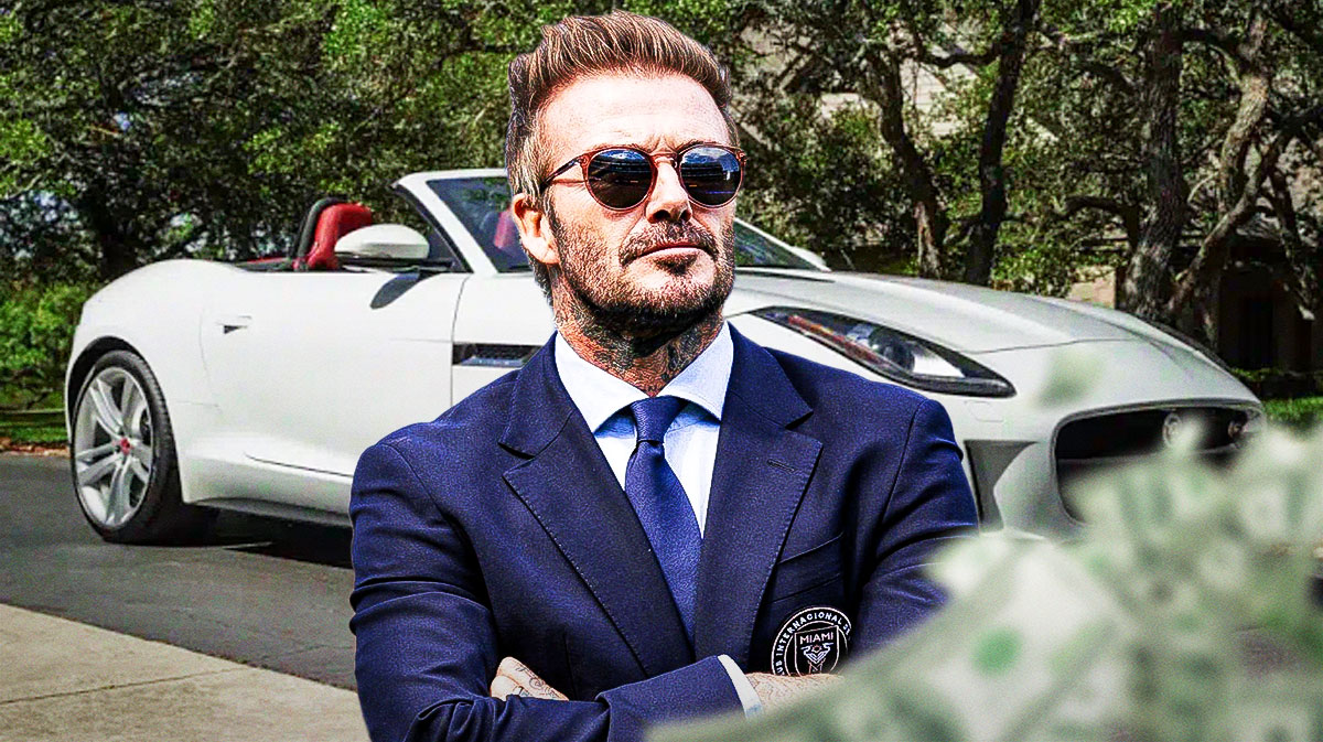 David Beckham in front of a car from his collection.