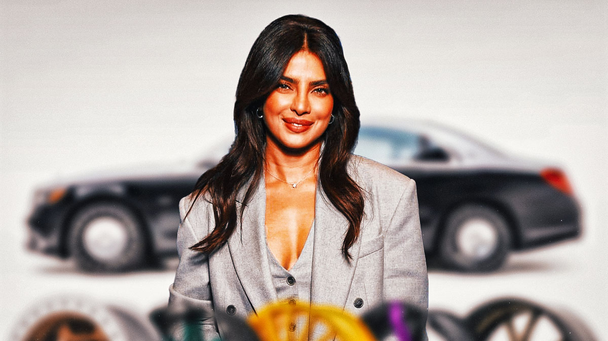 Priyanka Chopra in front of a car from her collection.