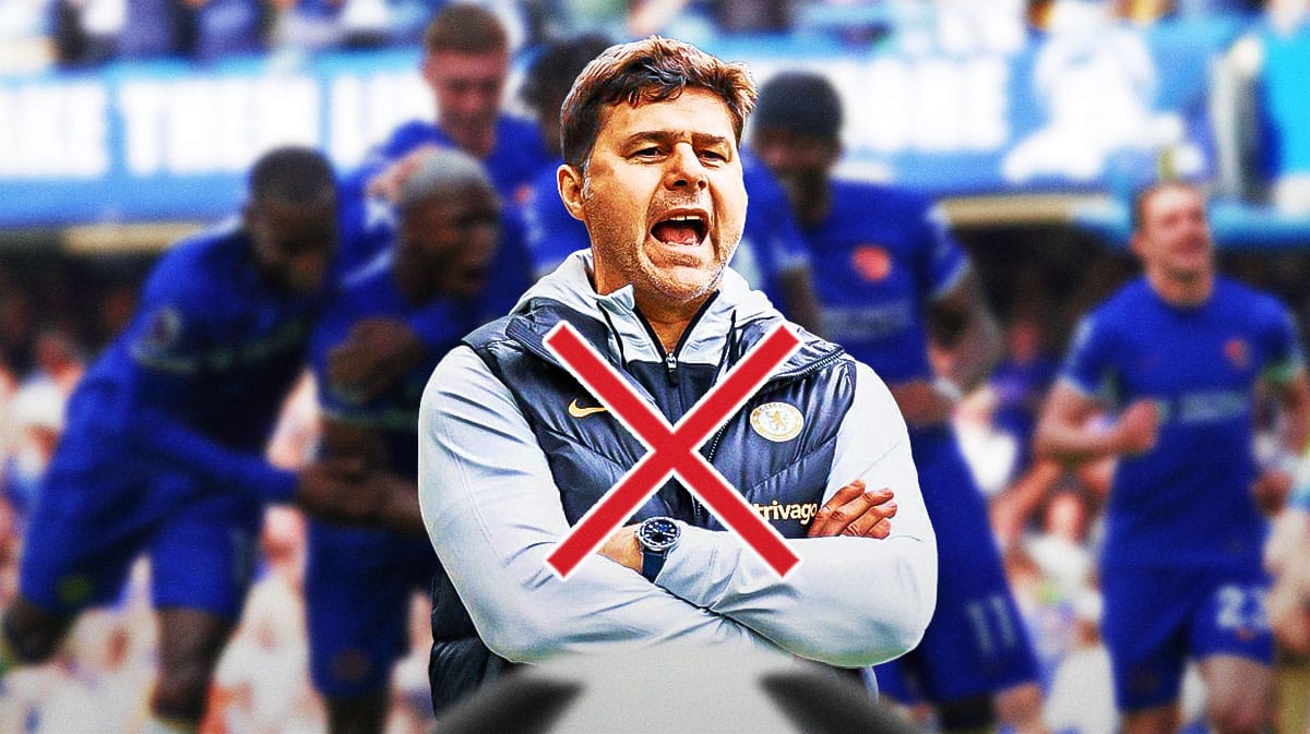 Photo: Mauricio Pochettino coaching Chelsea with an X through him