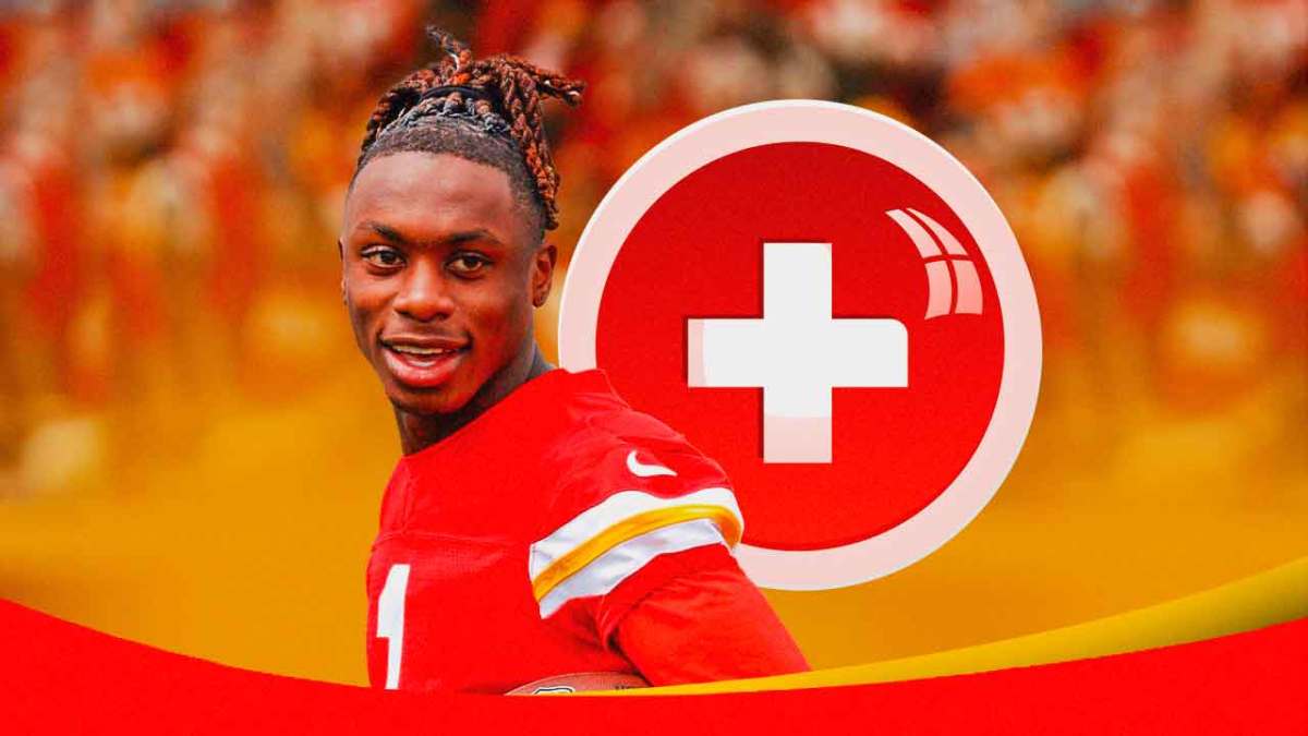 Xavier Worthy with injury symbol