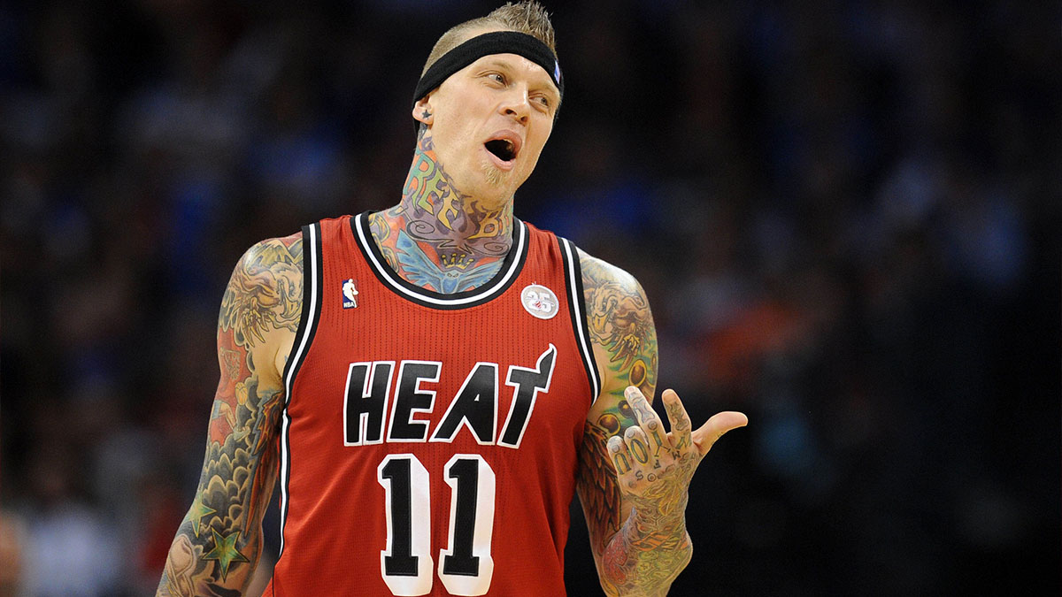 Miami Heat forward Chris Anderson (11) reacts to a call in action against the Oklahoma City Thunder during the second half at the Chesapeake Energy Arena.