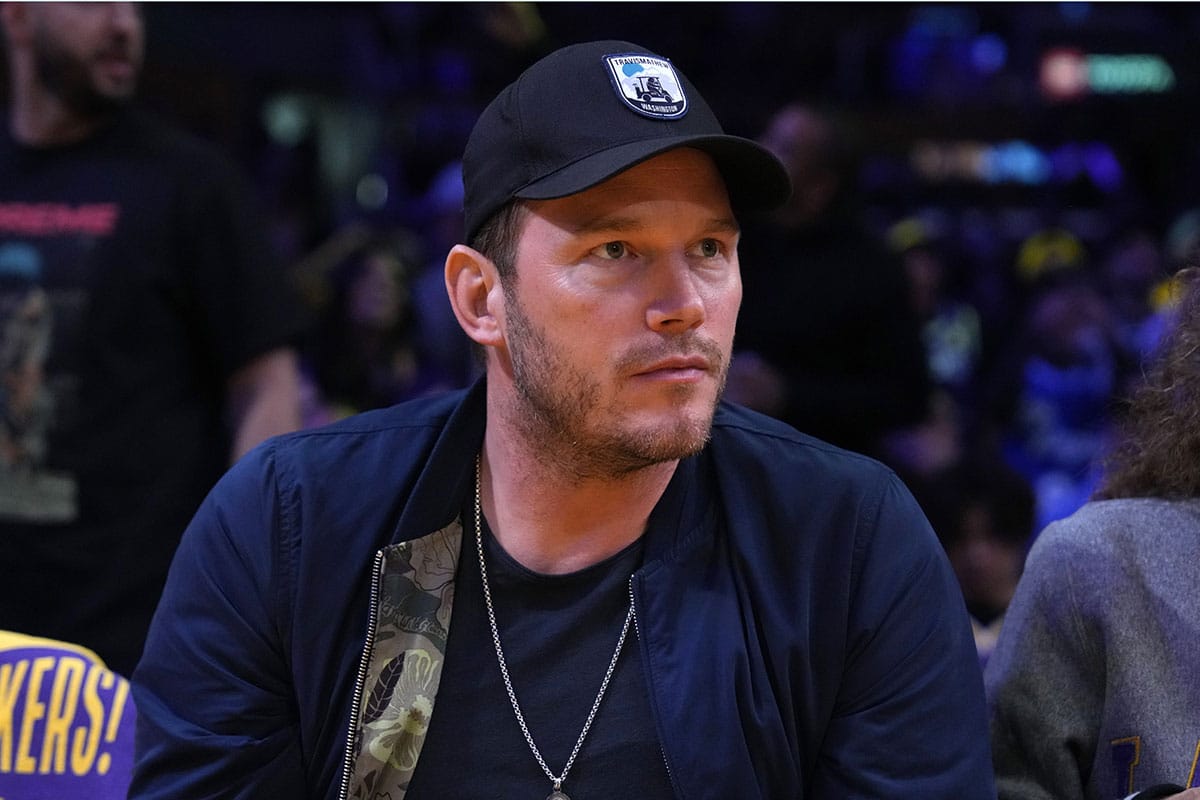 Chris Pratt at Los Angeles Lakers vs. Golden State Warriors in 2023. 