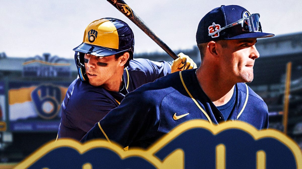 Milwaukee Brewers players Christian Yelich and Tyler Black