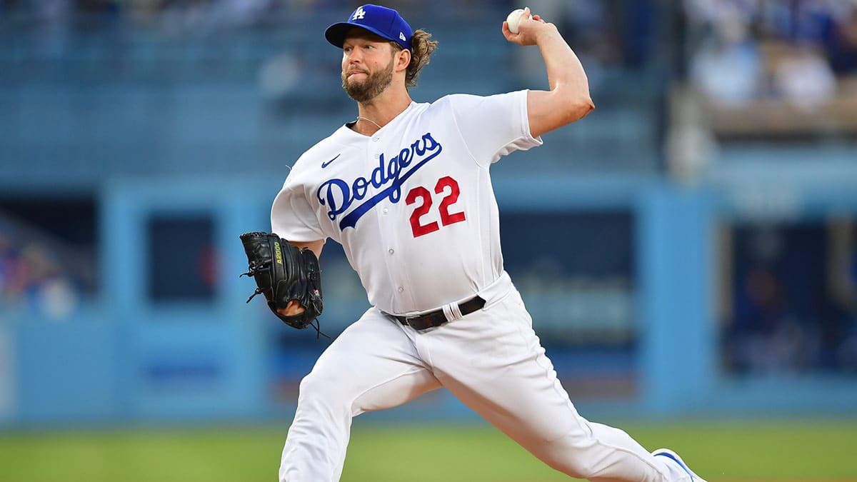 Los Angeles Dodgers starting pitcher Clayton Kershaw (22) throws against the San Francisco Giants during the first inning at Dodger Stadium. 