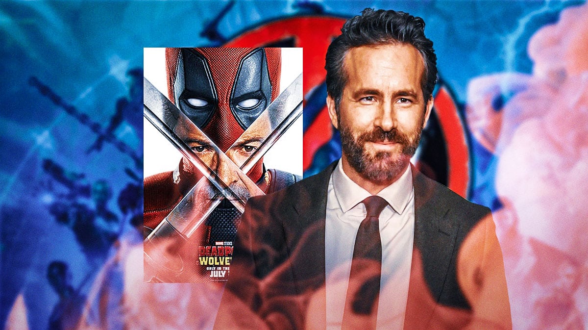Ryan Reynolds with MCU Deadpool 3 poster.