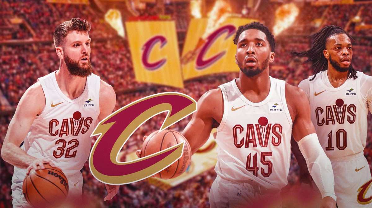 Cavs Dean Wade, Donovan Mitchell and Darius Garland