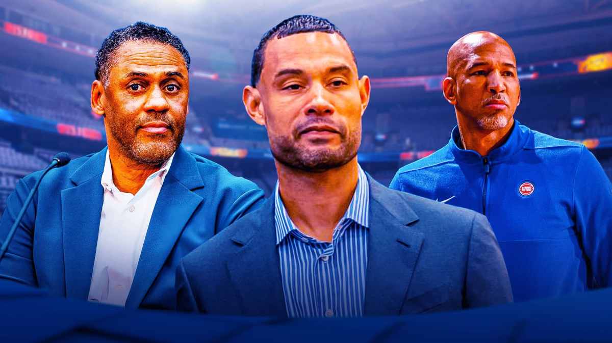Pistons' Troy Weaver, Trajan Langdon and Monty Williams