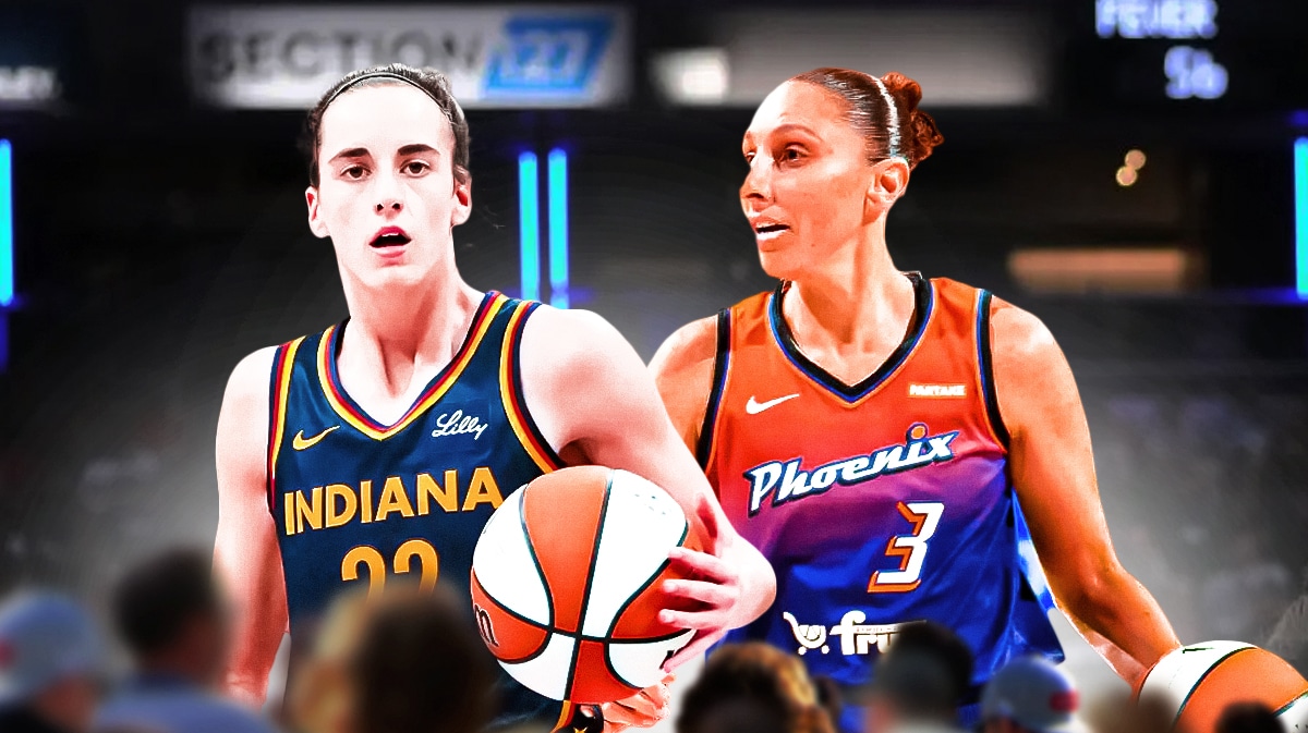 Phoenix Mercury player Diana Taurasi and Indiana Fever player Caitlin Clark