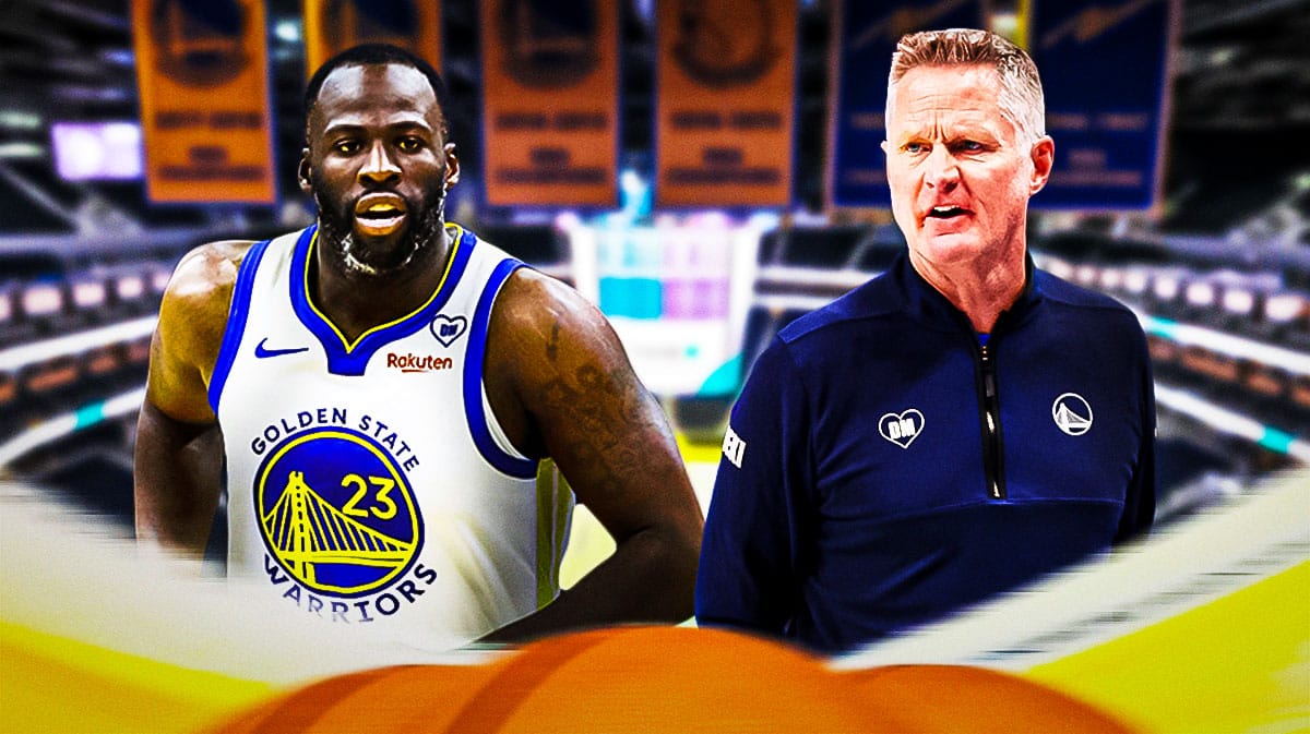 Warriors, Draymond Green, Steve Kerr, Draymond Green Warriors, Steve Kerr Warriors, Draymond Green and Steve Kerr with Warriors arena in the background