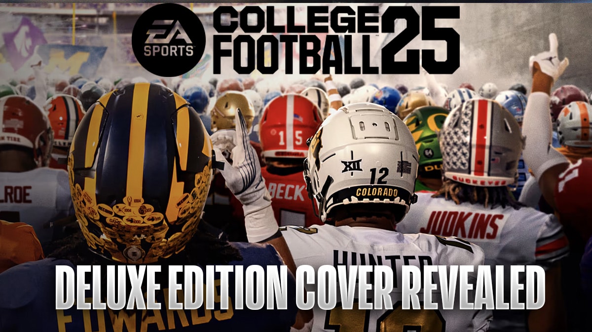 На обложке College Football 25 Deluxe изображены несколько звездных игроков