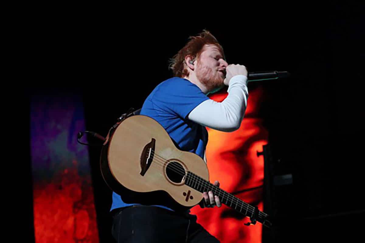 Ed Sheeran performing on the 'Divide' tour.