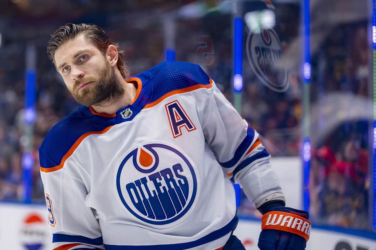 Vancouver, British Columbia, CAN; Edmonton Oilers forward Leon Draisaitl (29) skates in warm up prior to game seven of the second round of the 2024 Stanley Cup Playoffs against the Vancouver Canucks at Rogers Arena.