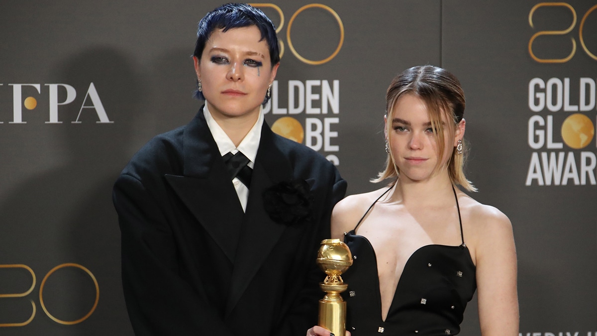 Emma D'Arcy, Milly Alcock at Golden Globes in 2023.
