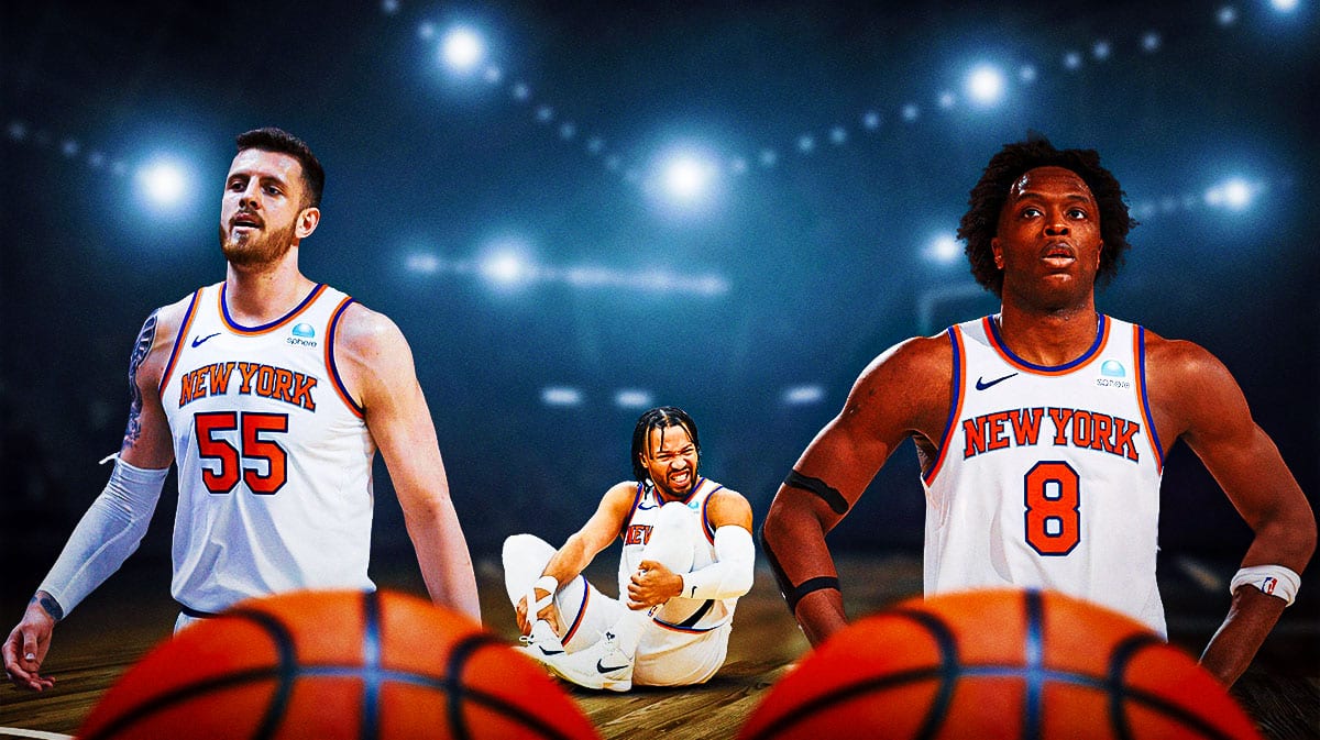 Injured Knicks G Jalen Brunson, a dejected OG Anunoby, and a confused Isaiah Hartenstein.