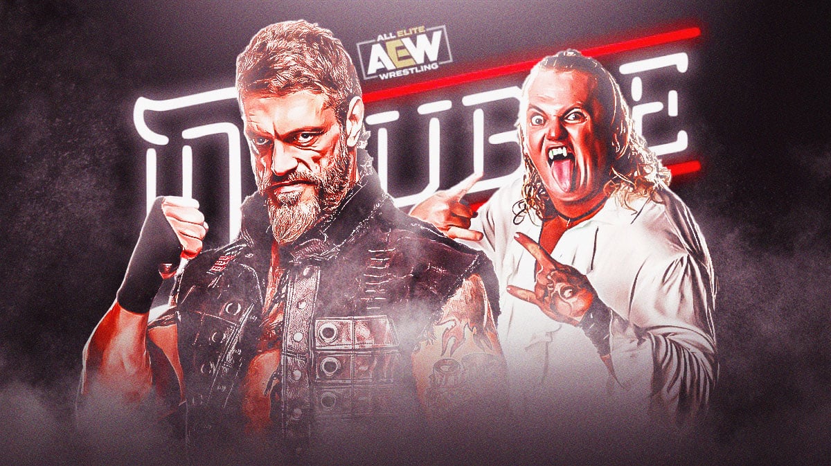 Gangril next to Adam Copeland with the AEW Double or Nothing logo as the background.