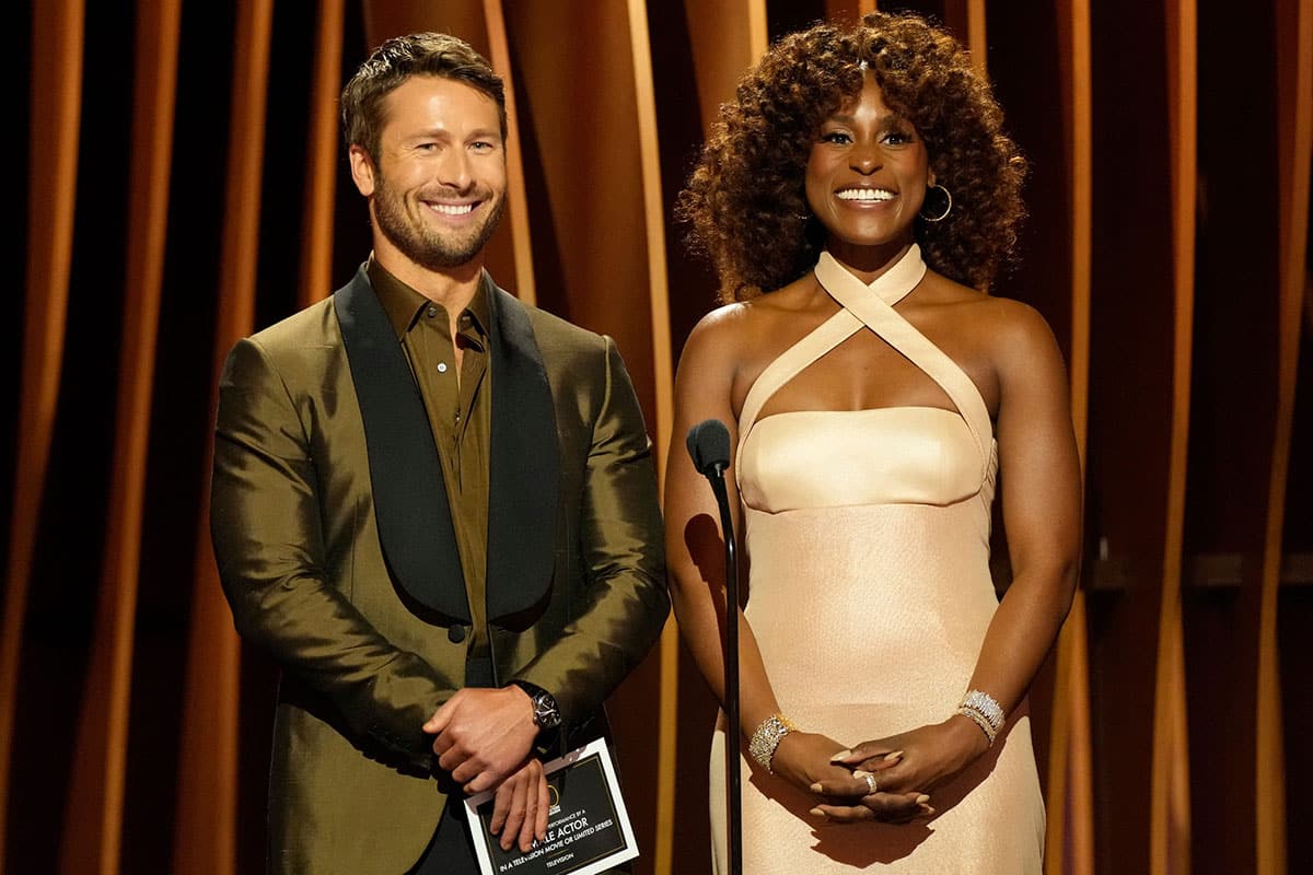 Glen Powell and Issa Rae at the SAG Awards in 2024.