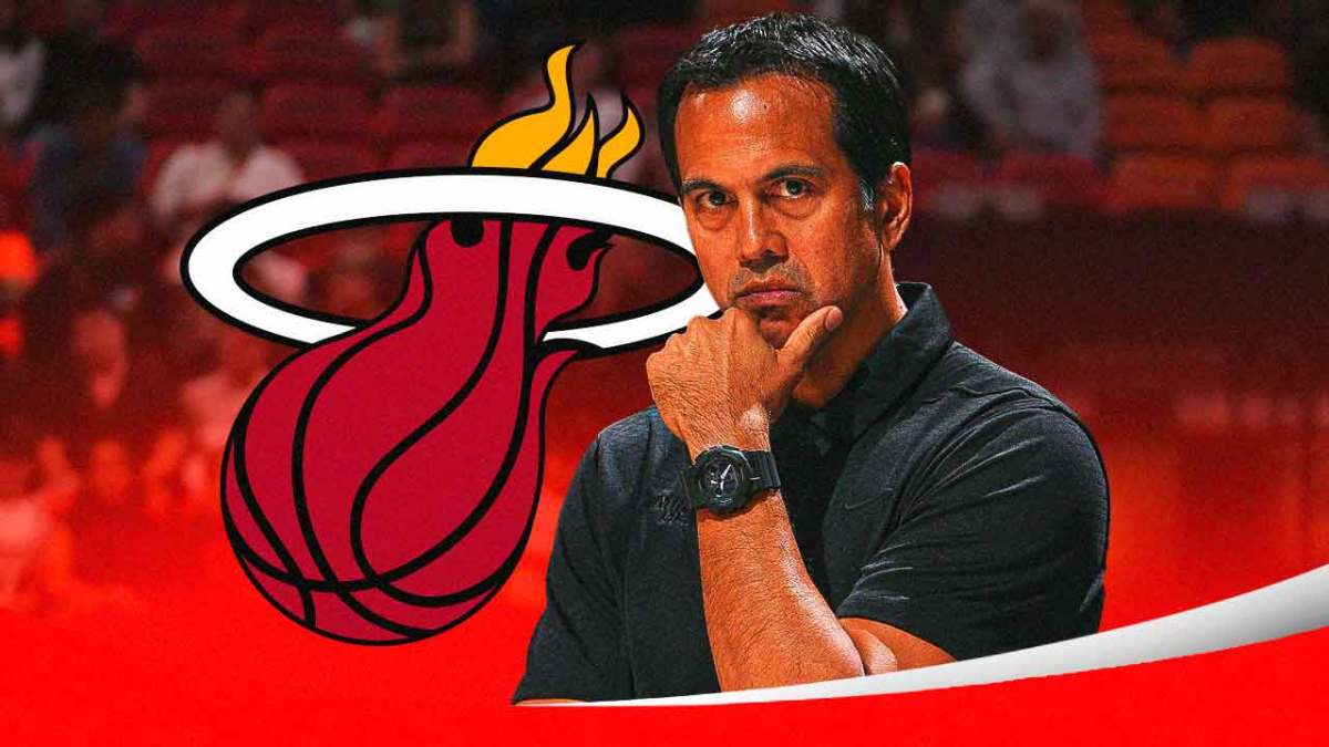 Heat's Erik Spoelstra coaches players during NBA Playoffs against Celtics