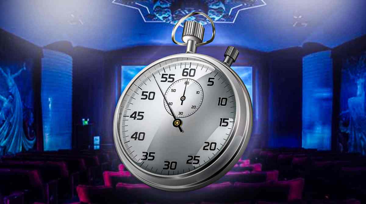 Stopwatch with movie theater background.